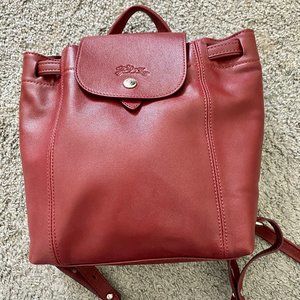 Longchamp Le Cuir Backpack XS , Maroon